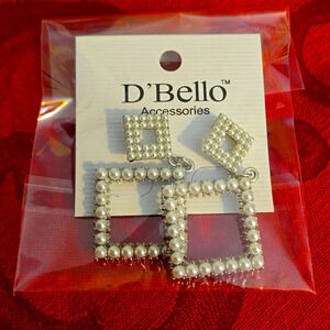 D’Bello Earrings _ Faux pearls on diamond shapes